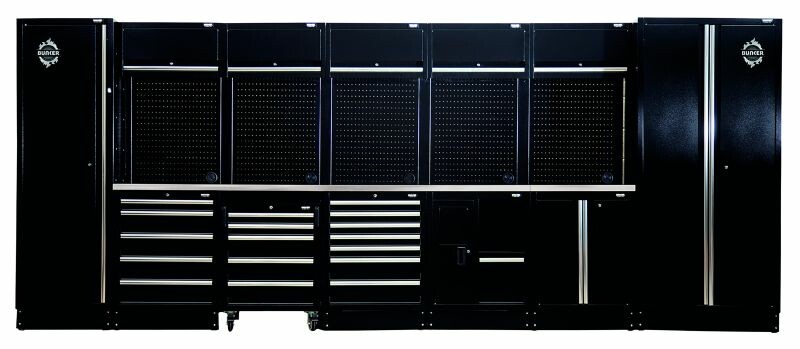 BUNKER Modulaire opbergcombinatie met gootsteen en roestvrijstalen werkblad, 25dlg