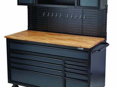 BUNKER Gereedschapswagen/werkbank met achterwand, 142cm, grijs
