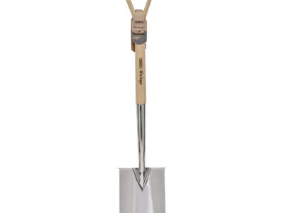 Roestvrijstalen spade met essenhouten handvat