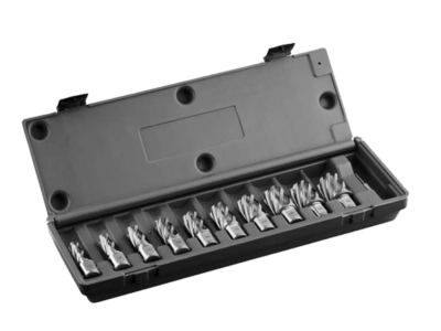 Kernboren set, HSS, DoC 1", Dmin 9/16", Dmax 15/16". HSS.KIT/10S-I2